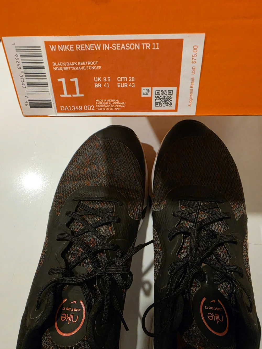 Nike WomensBlack and Pink Knit Running Shoes